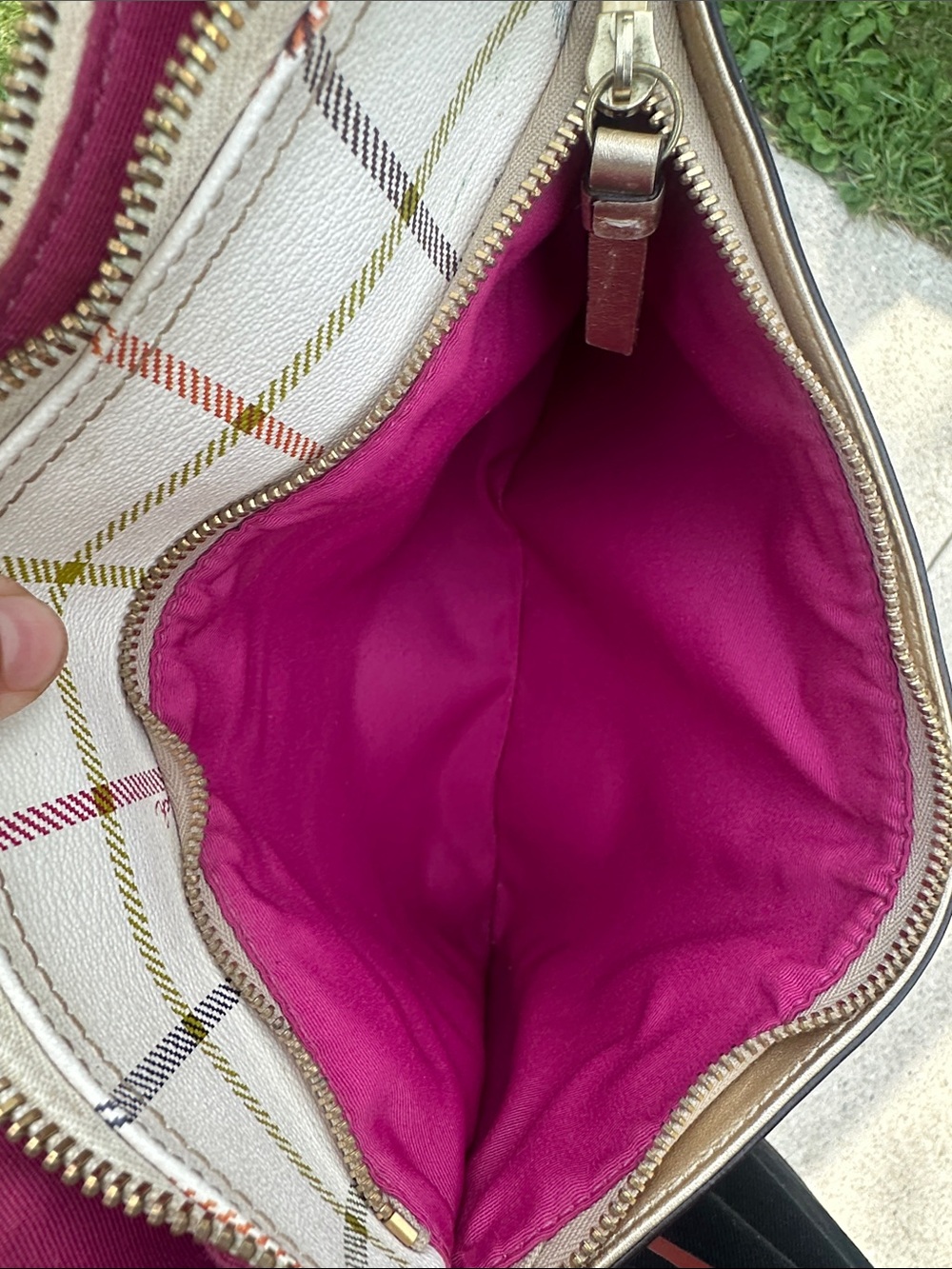 Coach White Multicolor Plaid Crossbody with Gold Accents - Picture 11 of 16